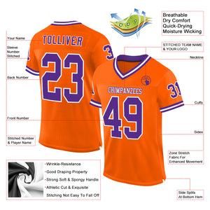 Custom Orange Purple-White Mesh Authentic Throwback Football Jersey