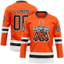 Загрузить изображение в средство просмотра галереи, Custom Orange Black-White Hockey Lace Neck Jersey
