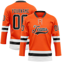 Загрузить изображение в средство просмотра галереи, Custom Orange Black-White Hockey Lace Neck Jersey
