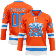 Загрузить изображение в средство просмотра галереи, Custom Orange Powder Blue-White Hockey Lace Neck Jersey
