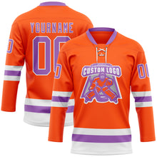 Загрузить изображение в средство просмотра галереи, Custom Orange Medium Purple-White Hockey Lace Neck Jersey
