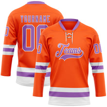 Загрузить изображение в средство просмотра галереи, Custom Orange Medium Purple-White Hockey Lace Neck Jersey
