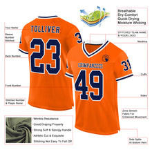 Загрузить изображение в средство просмотра галереи, Custom Orange Navy-White Mesh Authentic Throwback Football Jersey
