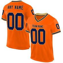 Загрузить изображение в средство просмотра галереи, Custom Orange Navy-Old Gold Mesh Authentic Throwback Football Jersey
