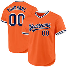 Laden Sie das Bild in den Galerie-Viewer, Custom Orange Navy-White Authentic Throwback Baseball Jersey
