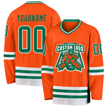 Charger l&#39;image dans la galerie, Custom Orange Kelly Green-White Hockey Jersey
