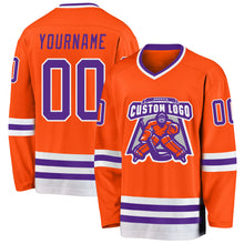 Загрузить изображение в средство просмотра галереи, Custom Orange Purple-White Hockey Jersey
