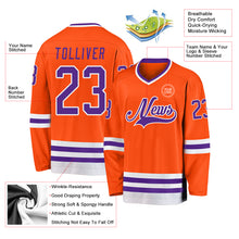 Загрузить изображение в средство просмотра галереи, Custom Orange Purple-White Hockey Jersey
