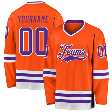 Custom Orange Purple-White Hockey Jersey