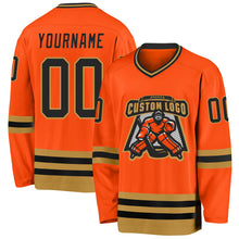 Загрузить изображение в средство просмотра галереи, Custom Orange Black-Old Gold Hockey Jersey
