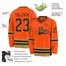 Загрузить изображение в средство просмотра галереи, Custom Orange Black-Old Gold Hockey Jersey
