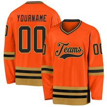 Загрузить изображение в средство просмотра галереи, Custom Orange Black-Old Gold Hockey Jersey
