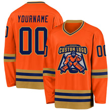 Загрузить изображение в средство просмотра галереи, Custom Orange Navy-Old Gold Hockey Jersey
