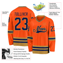 Загрузить изображение в средство просмотра галереи, Custom Orange Navy-Old Gold Hockey Jersey
