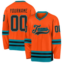 Загрузить изображение в средство просмотра галереи, Custom Orange Black-Teal Hockey Jersey
