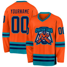 Загрузить изображение в средство просмотра галереи, Custom Orange Navy-Teal Hockey Jersey
