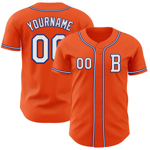 Custom Orange White-Royal Authentic Baseball Jersey