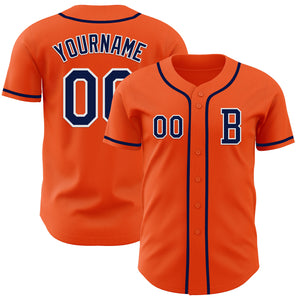 Custom Orange Navy-White Authentic Baseball Jersey