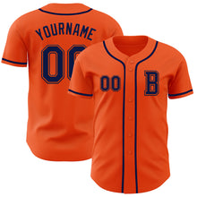 Load image into Gallery viewer, Custom Orange Navy Authentic Baseball Jersey
