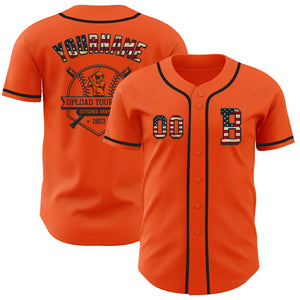 Custom Orange Vintage USA Flag-Black Authentic Baseball Jersey