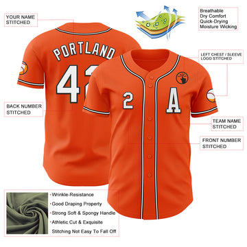 Custom Orange White-Black Authentic Baseball Jersey