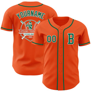 Custom Orange Kelly Green-White Authentic Baseball Jersey