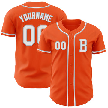 Custom Orange White-Gray Authentic Baseball Jersey