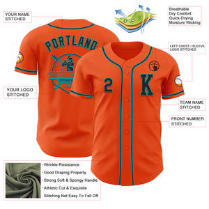 Custom Orange Black-Teal Authentic Baseball Jersey