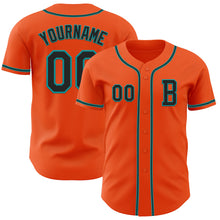 Load image into Gallery viewer, Custom Orange Black-Teal Authentic Baseball Jersey
