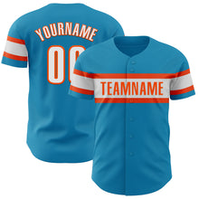 Загрузить изображение в средство просмотра галереи, Custom Panther Blue White-Orange Authentic Baseball Jersey
