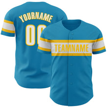 Charger l&#39;image dans la galerie, Custom Panther Blue White-Yellow Authentic Baseball Jersey
