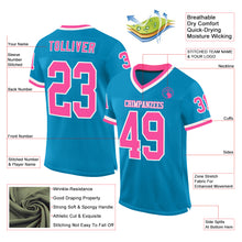 Загрузить изображение в средство просмотра галереи, Custom Panther Blue Pink-White Mesh Authentic Throwback Football Jersey
