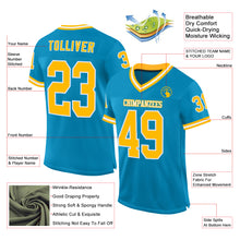 Загрузить изображение в средство просмотра галереи, Custom Panther Blue Gold-White Mesh Authentic Throwback Football Jersey
