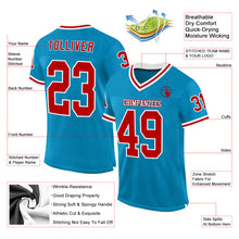 Laden Sie das Bild in den Galerie-Viewer, Custom Panther Blue Red-White Mesh Authentic Throwback Football Jersey
