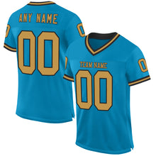 Load image into Gallery viewer, Custom Panther Blue Old Gold-Black Mesh Authentic Throwback Football Jersey
