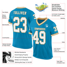 Загрузить изображение в средство просмотра галереи, Custom Panther Blue White-Old Gold Mesh Authentic Throwback Football Jersey
