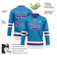 Загрузить изображение в средство просмотра галереи, Custom Panther Blue Purple-White Hockey Lace Neck Jersey
