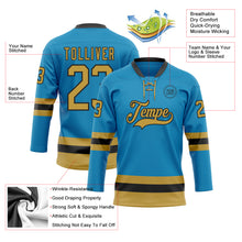 Загрузить изображение в средство просмотра галереи, Custom Panther Blue Old Gold-Black Hockey Lace Neck Jersey
