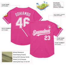 Загрузить изображение в средство просмотра галереи, Custom Pink White Mesh Authentic Throwback Baseball Jersey
