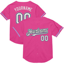 Charger l&#39;image dans la galerie, Custom Pink Black-Light Blue Mesh Authentic Throwback Baseball Jersey
