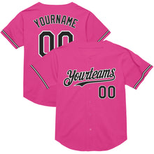 Charger l&#39;image dans la galerie, Custom Pink Black-White Mesh Authentic Throwback Baseball Jersey
