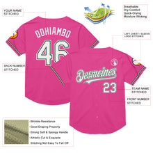 Charger l&#39;image dans la galerie, Custom Pink White-Green Mesh Authentic Throwback Baseball Jersey
