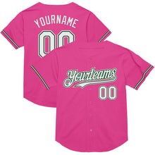 Charger l&#39;image dans la galerie, Custom Pink White-Green Mesh Authentic Throwback Baseball Jersey
