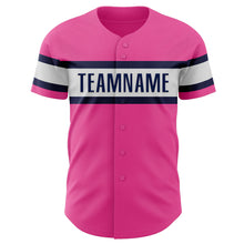 Загрузить изображение в средство просмотра галереи, Custom Pink White-Navy Authentic Baseball Jersey
