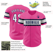 Загрузить изображение в средство просмотра галереи, Custom Pink White-Navy Authentic Baseball Jersey
