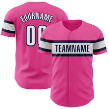 Загрузить изображение в средство просмотра галереи, Custom Pink White-Navy Authentic Baseball Jersey
