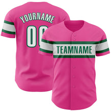 Загрузить изображение в средство просмотра галереи, Custom Pink White-Kelly Green Authentic Baseball Jersey
