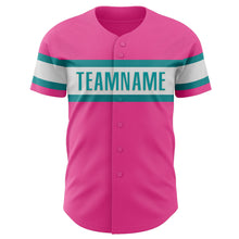 Laden Sie das Bild in den Galerie-Viewer, Custom Pink White-Teal Authentic Baseball Jersey
