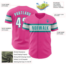 Laden Sie das Bild in den Galerie-Viewer, Custom Pink White-Teal Authentic Baseball Jersey
