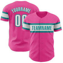 Загрузить изображение в средство просмотра галереи, Custom Pink White-Teal Authentic Baseball Jersey
